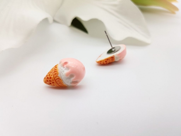 Vanille Eis Ohrstecker Waffeleis Ice rosa